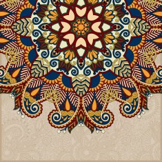 floral round pattern in ukrainian oriental ethnic style