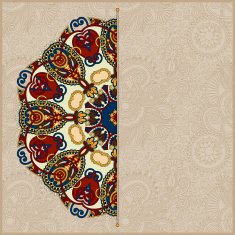 floral round pattern in ukrainian oriental ethnic style N2