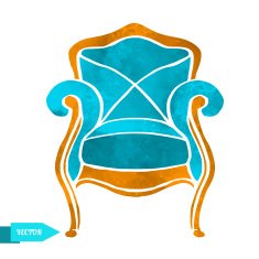 Watercolor vector vintage armchair