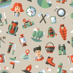 Modern flat design pattern of camping and hiking info graphics N2