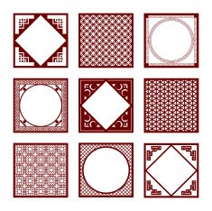 Nine Styles of Asian Pattern and Frames