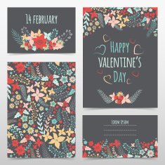 Set of valentine's flower cards