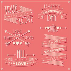 Valentine'ÂÂs day set of greetings labels