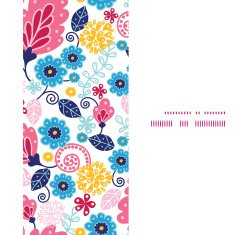 Vector fairytale flowers vertical frame seamless pattern background N2