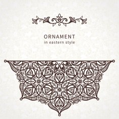 Vector lace card in Eastern style on scroll work background N4
