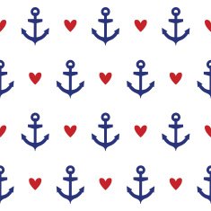 Pattern with hearts and anchor