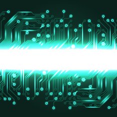 Abstract electronics blue background with circuit board texture