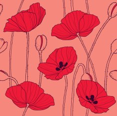 Red Poppies (seamless vector wallpaper)