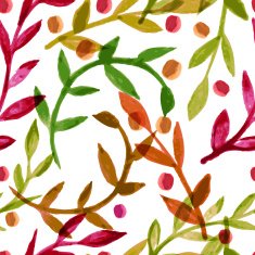 Watercolor vector seamless pattern with colorful autumn leaves