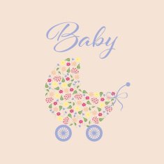 Baby shower invitation card Stroller made of flowers