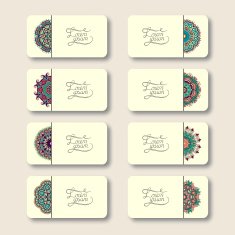 collection of ornamental floral business cards oriental pattern