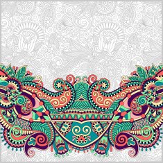 paisley design on decorative floral background for invitation