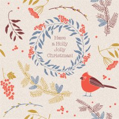 Vintage Christmas elements bird with text seamless pattern background