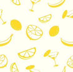 Lemon and banana drink seamless pattern