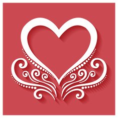 Deco Floral Heart on Red Background Design element