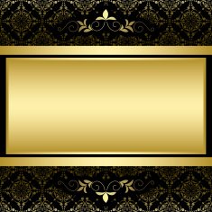 golden vector frame on black vintage pattern