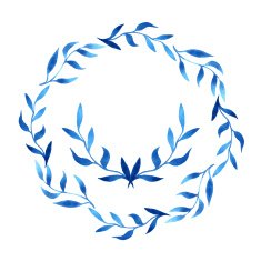 vector blue gzhel watercolor leaf pattern template
