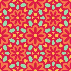 Seamless Moroccan Style Floral Background Pattern Pink Orange Yellow Aqua