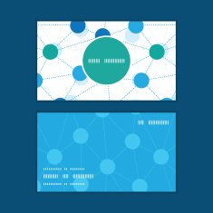 Vector connected dots vertical round frame pattern business cards set