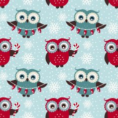 Merry Christmas! Seamless pattern with owls Vector background