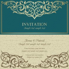 Baroque invitation blue and beige N4