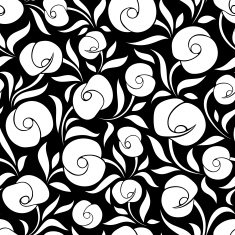 Seamless black and white floral pattern Vector illustration