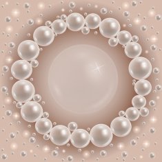 Shiny pearls round frame
