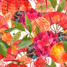Seamless Watercolor Chinese New Year Background N2