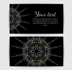 Invitation business card or banner template Round floral vector ornament