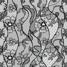Black lace vector fabric seamless pattern N13
