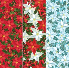 Poinsettia set Christmas seamless border banner