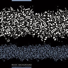 Colorful horizontal music canvas vector seamless tape