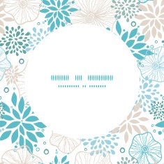Vector blue and gray plants frame seamless pattern background