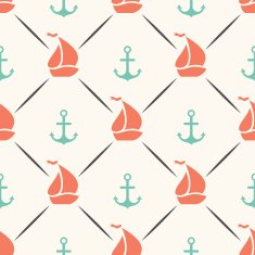 Seamless vector pattern of anchor sailboat shape in frame N2