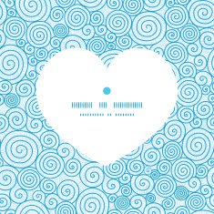 Vector abstract swirls heart silhouette pattern frame