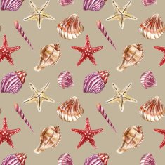 Seamless pattern with sea-shell