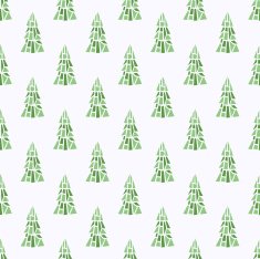 Seamless white Christmas pattern with green abstract trees