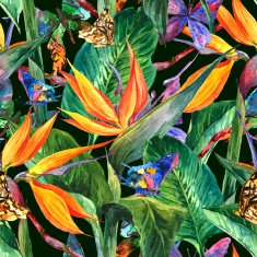Tropical seamless pattern with exotic flowers N2
