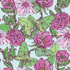 Floral Seamless Pattern with handdrawn flowers