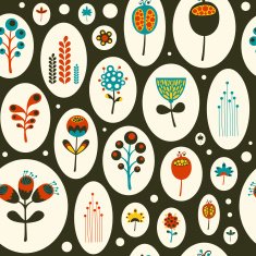 Seamless pattern with colorful flowers on black background N2