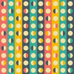 Retro seamless pattern with colorful stripes and semicircles N2