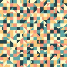 Vintage seamless pattern with squares and semicircle N2