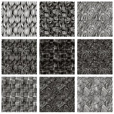 Hand drawn sketchy seamless patterns set