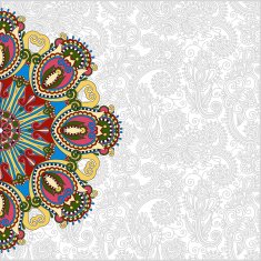 floral round pattern in ukrainian oriental ethnic style N3