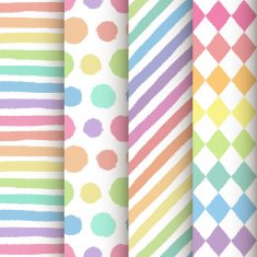 Set of 4 hand painted geometric seamless patterns