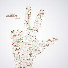 Circuit board human hand three finger