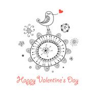 holiday card with flowers and birds in love N2