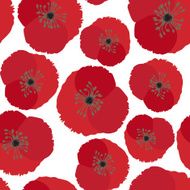 Seamless background with poppy flowers isolated on white background Vector EPS10