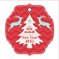 christmas and new year 2015 label with reindeer