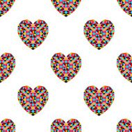 Abstract pattern with geometric textured hearts